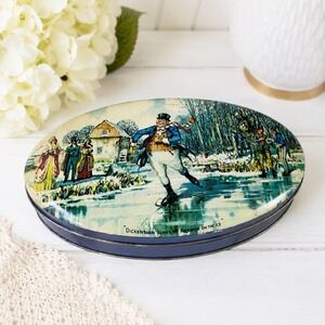 VTG M.A. Craven & Son Dickensian Series Oval Tin Mr Pickwick On The Ice York UK
